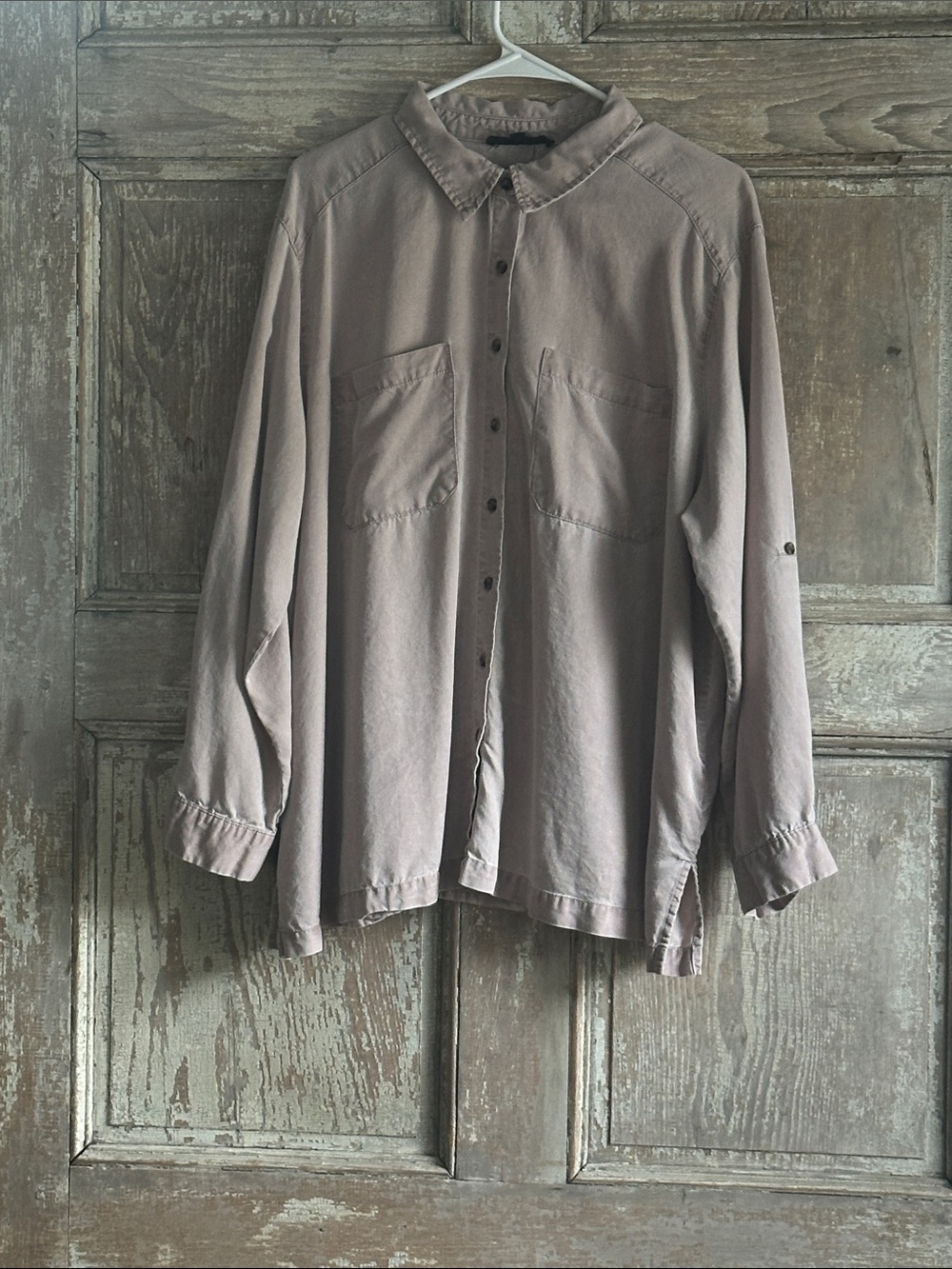 Jane and Delancey Relaxed Button-Up Shirt in Dusty Mauve